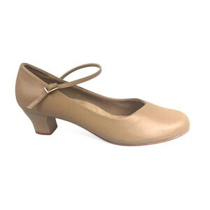 Capezio 831 Cassie Jr. 1.5″ Heel Character Shoe 12 Narrow Beige Mary Jane NWOB